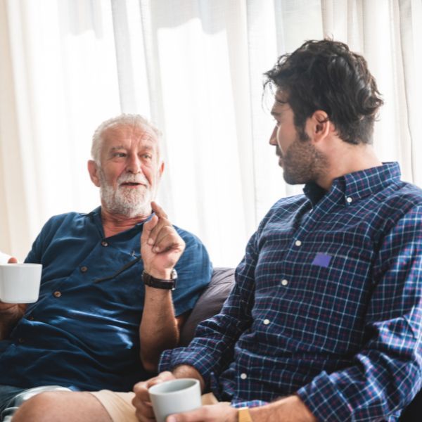 caregiver talking with senior