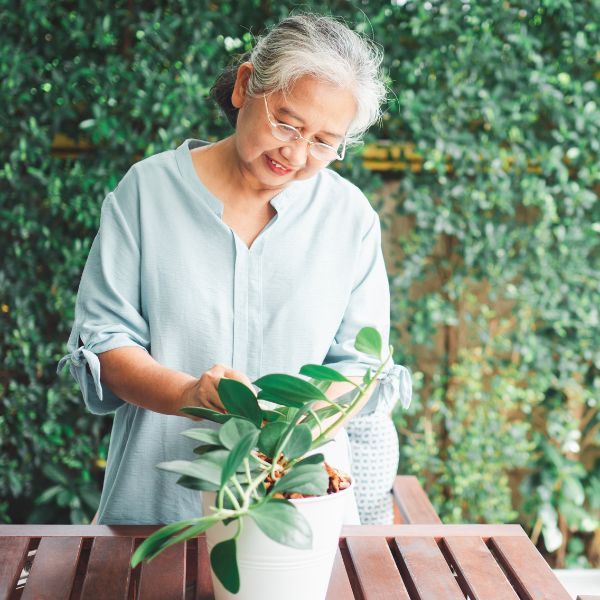 senior gardening outside