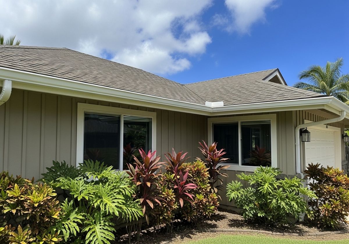 Beautiful Home Exterior with Tropical Plants