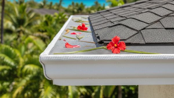 flowers on gutter mesh 