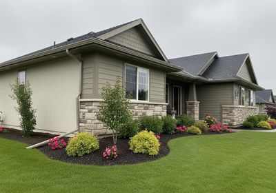 Landscaped homes on a green lawn