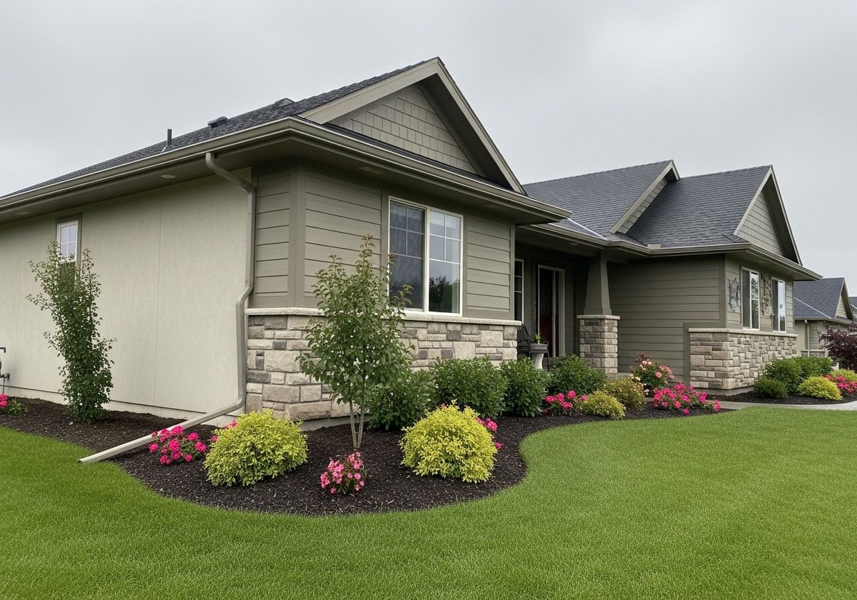 Landscaped homes on a green lawn