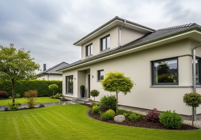 Modern Home Exterior with Lush Landscaping