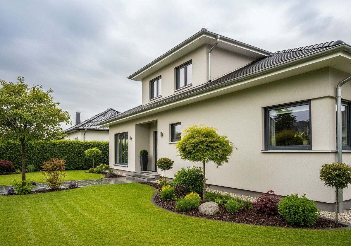 Modern Home Exterior with Lush Landscaping