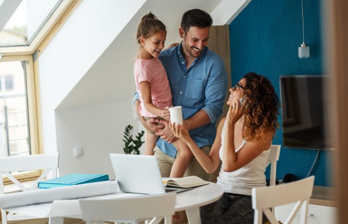 Family hanging out in their home