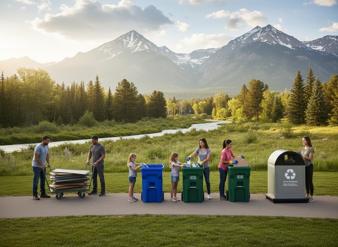Family Recycling in a Scenic Mountain Landscape