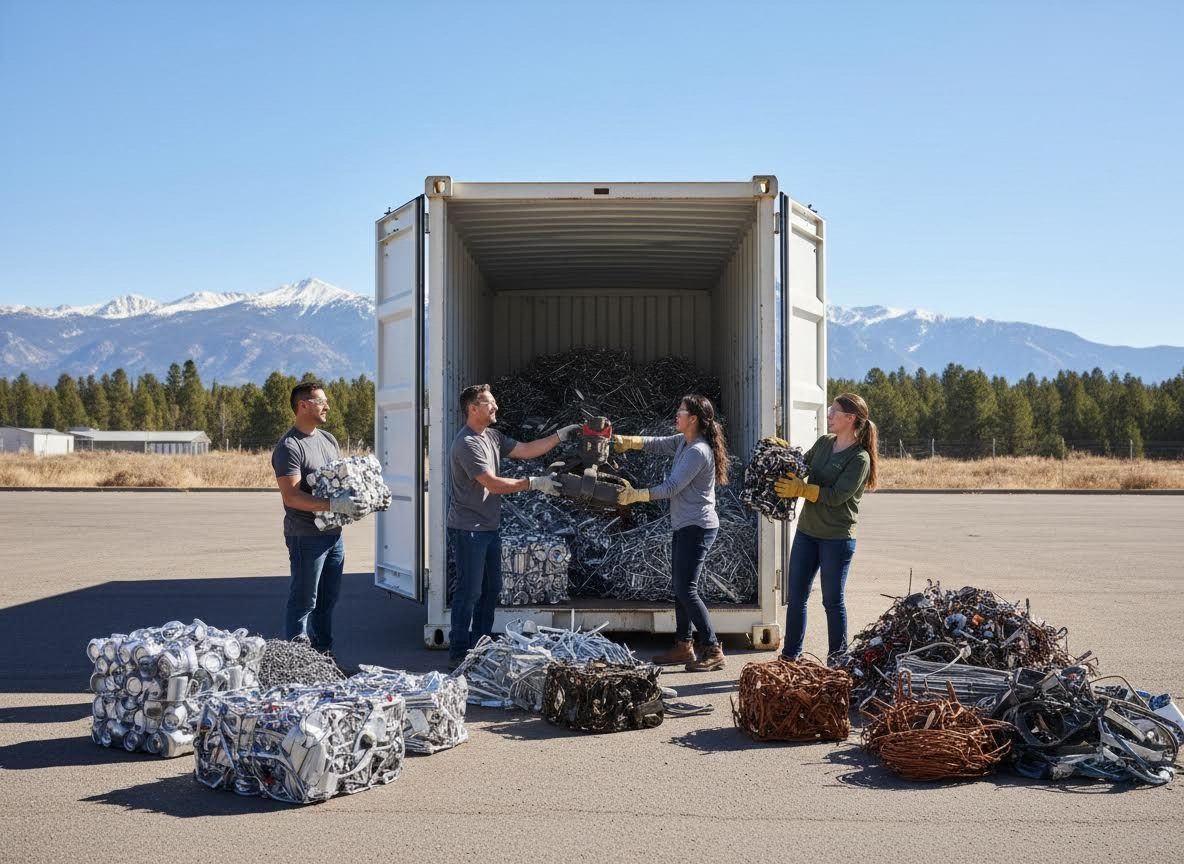 Team Loading Scrap Metal for Recycling