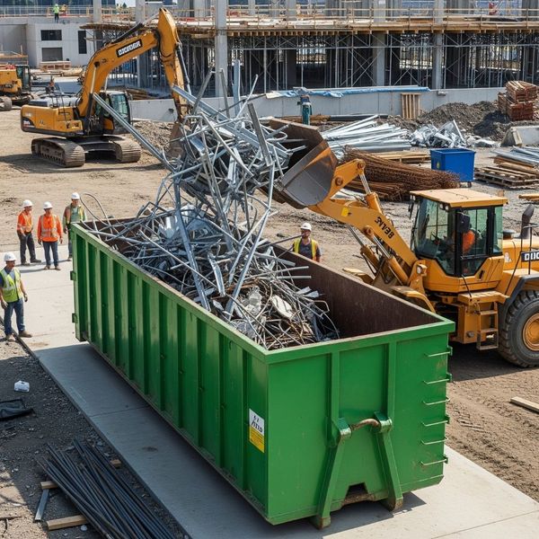 large industrial dumpster being loaded with commercial scrap metal large industrial dumpster being loaded with commercial scrap metal
