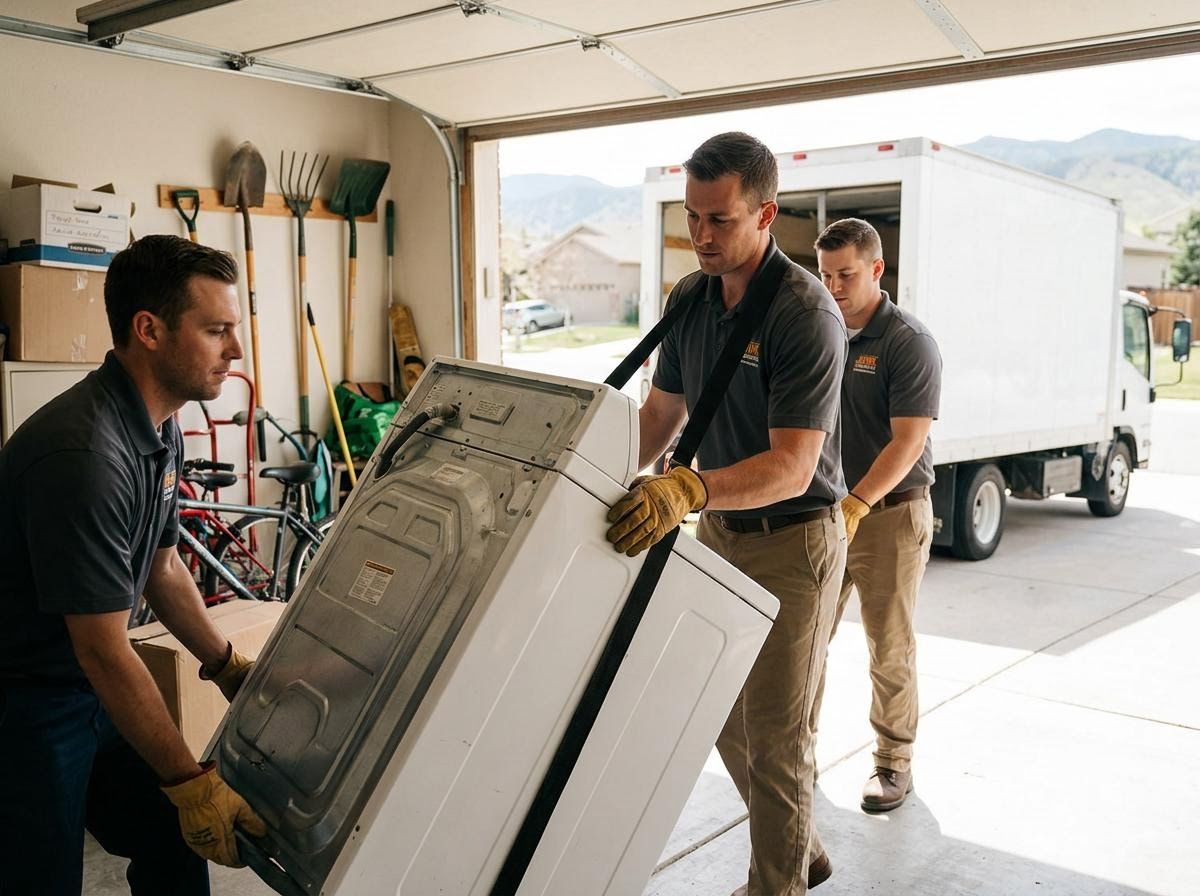 Professional Movers Transporting a Washing Machine
