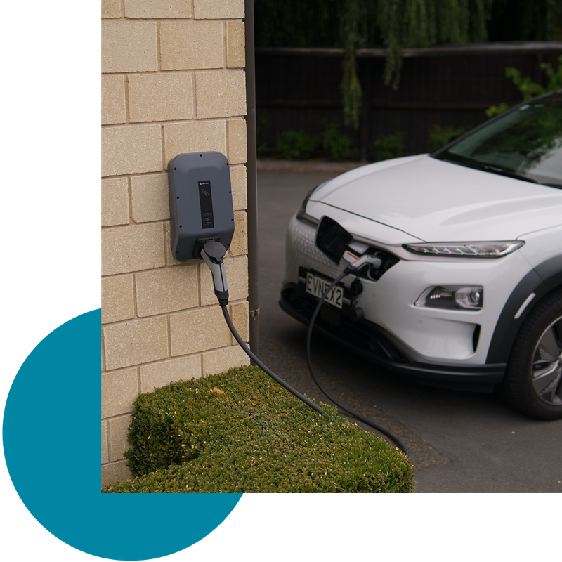 An EV charging station on the outside of a home