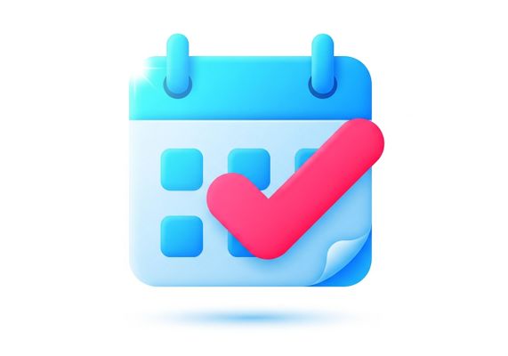 Calendar with pink check mark