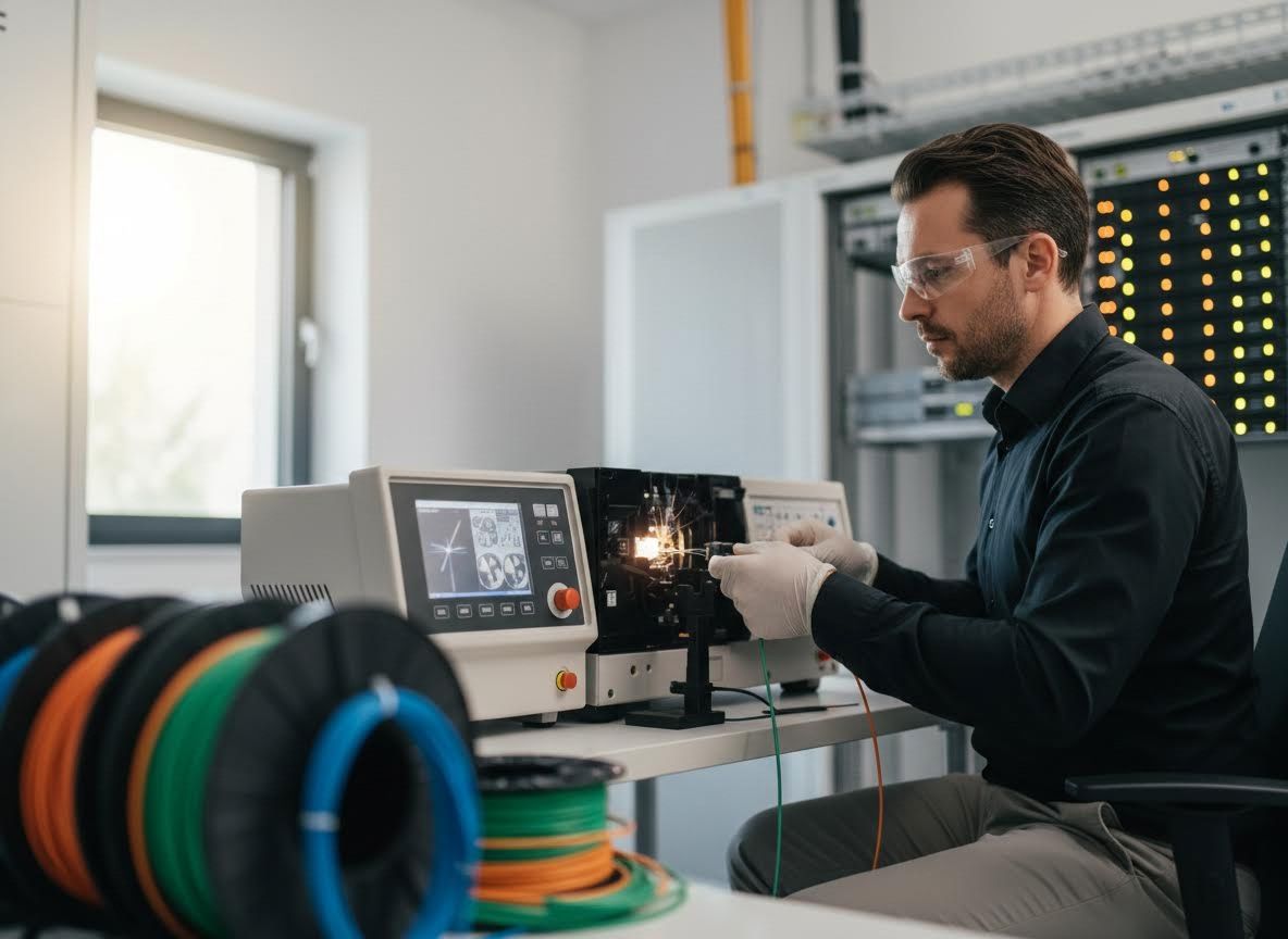 Engineer Fusing Fiber Optic Cables