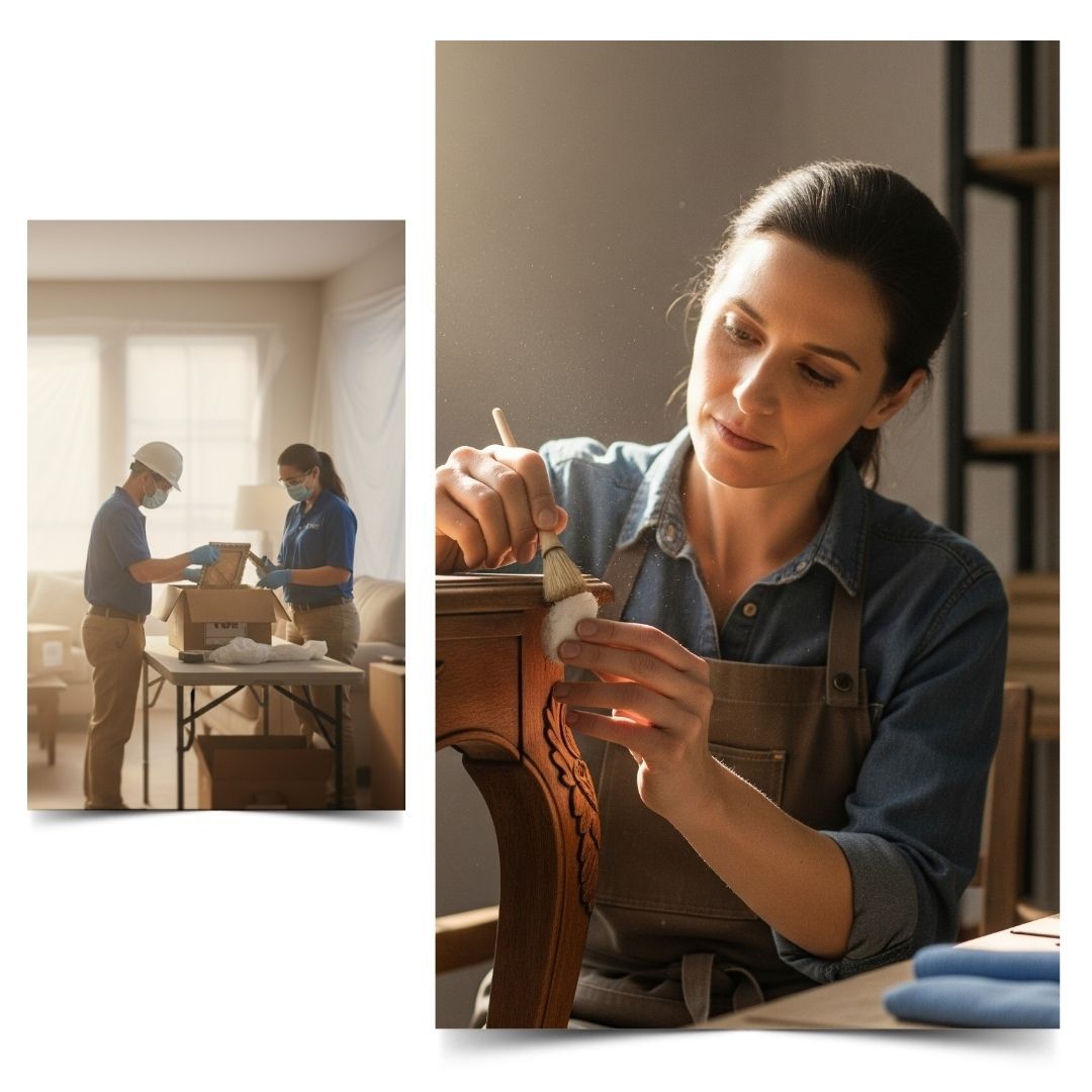 contents professionals restoring furniture, photos, etc. contents professionals restoring furniture, photos, etc.