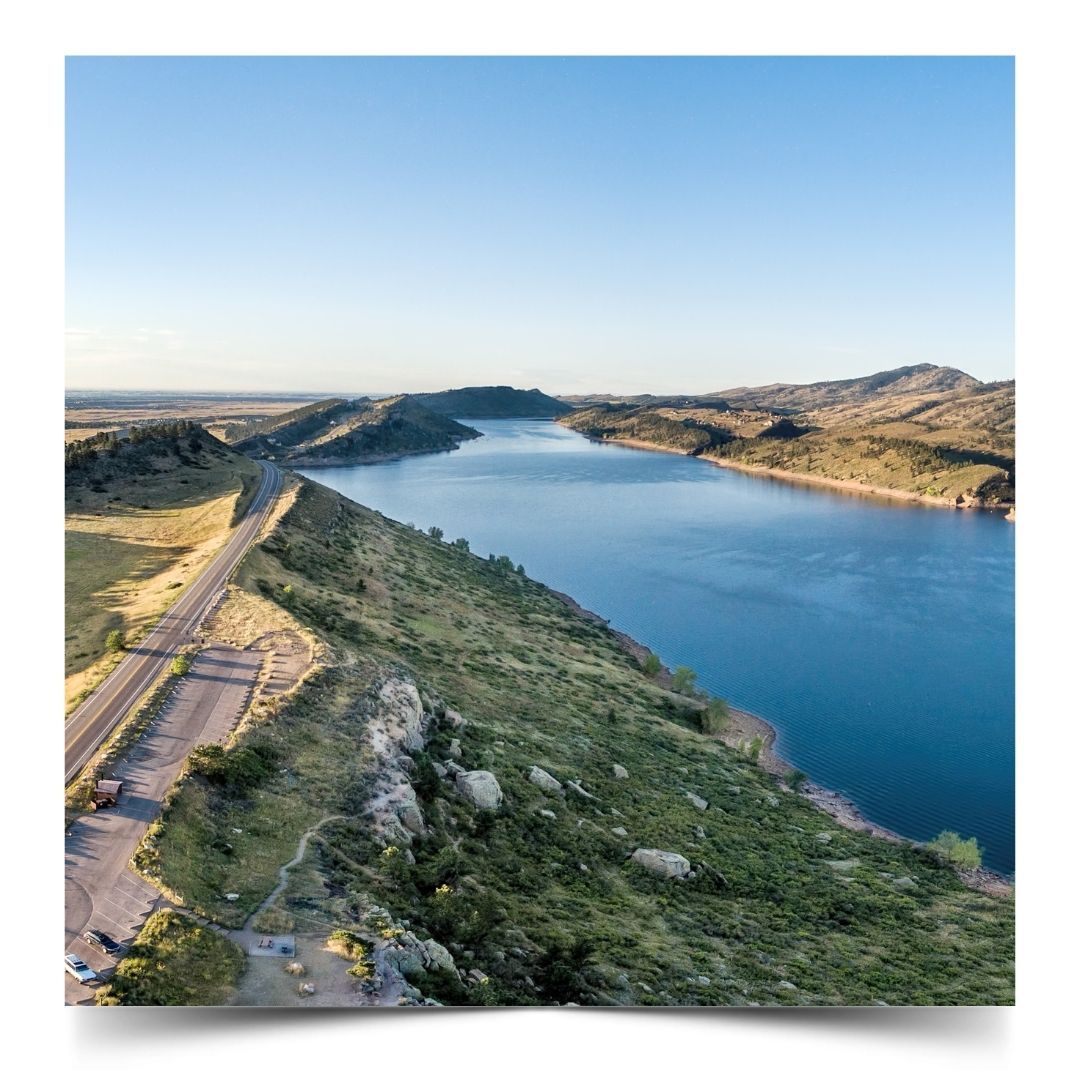 drone view of Horsetooth Reservoir drone view of Horsetooth Reservoir