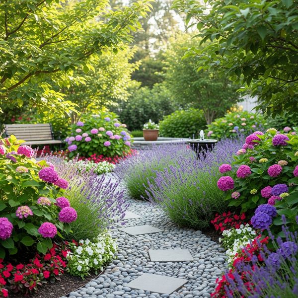 A peaceful garden path at a treatment facility for behavioral disorders.