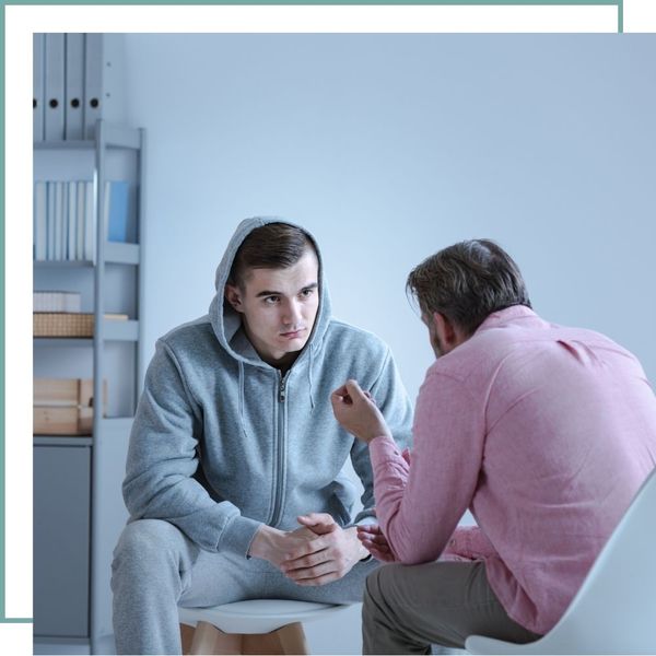 young man in addiction therapy