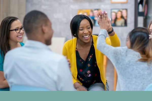 happy people in group therapy