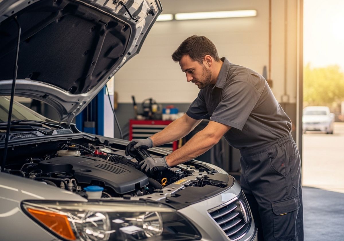 Mechanic Repairing Car Engine