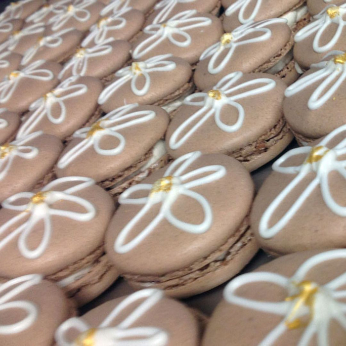 Brown macarons with flowers