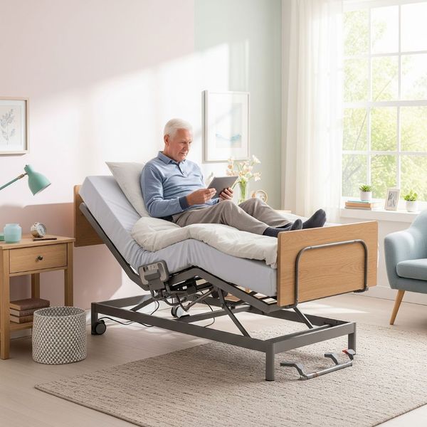 Man in a hospital bed. Man in a hospital bed.