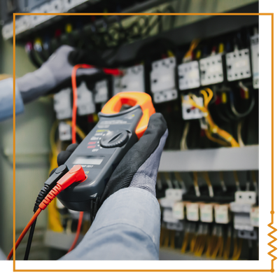 multimeter and commercial electrical panel