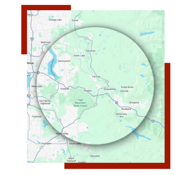 Service area around Snoqualmie, WA