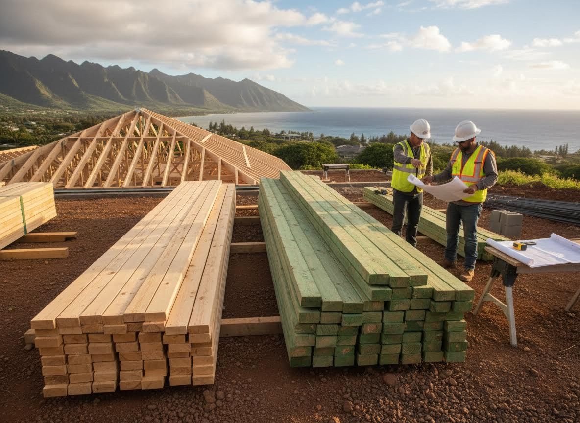 Construction workers reviewing plans on a job site