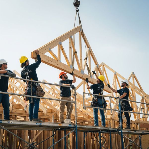 Wooden roof truss. Wooden roof truss.