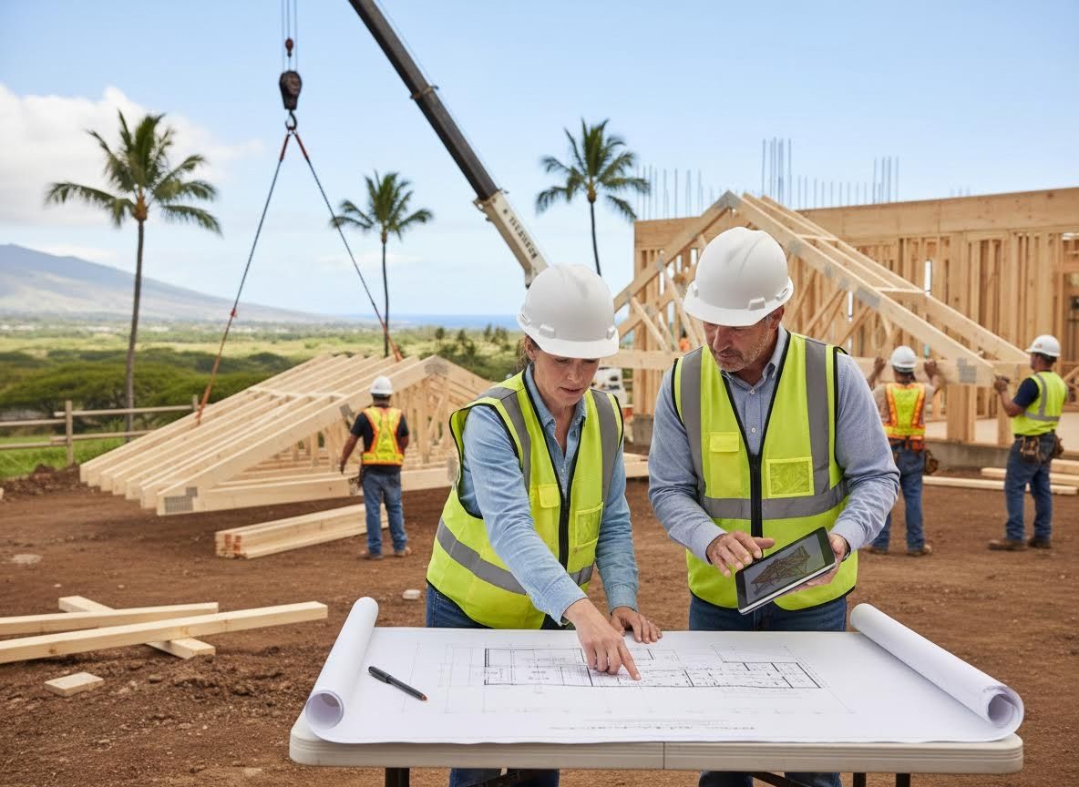Construction Project Managers Reviewing Building Plans