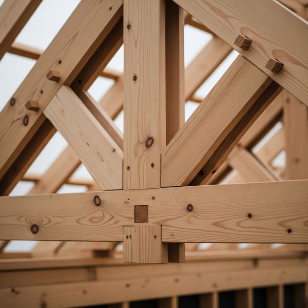 Wooden roof truss. Wooden roof truss.