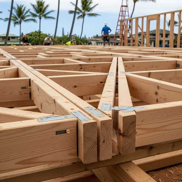 Wooden trusses. Wooden trusses.