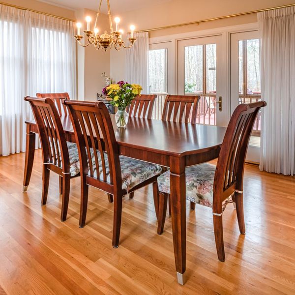 stained wood dining set