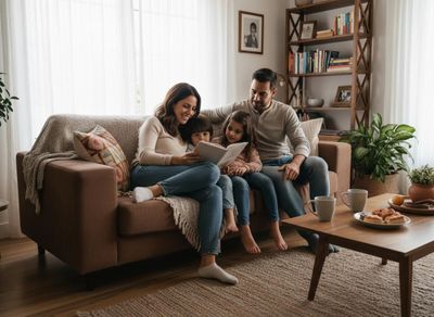 family in a home