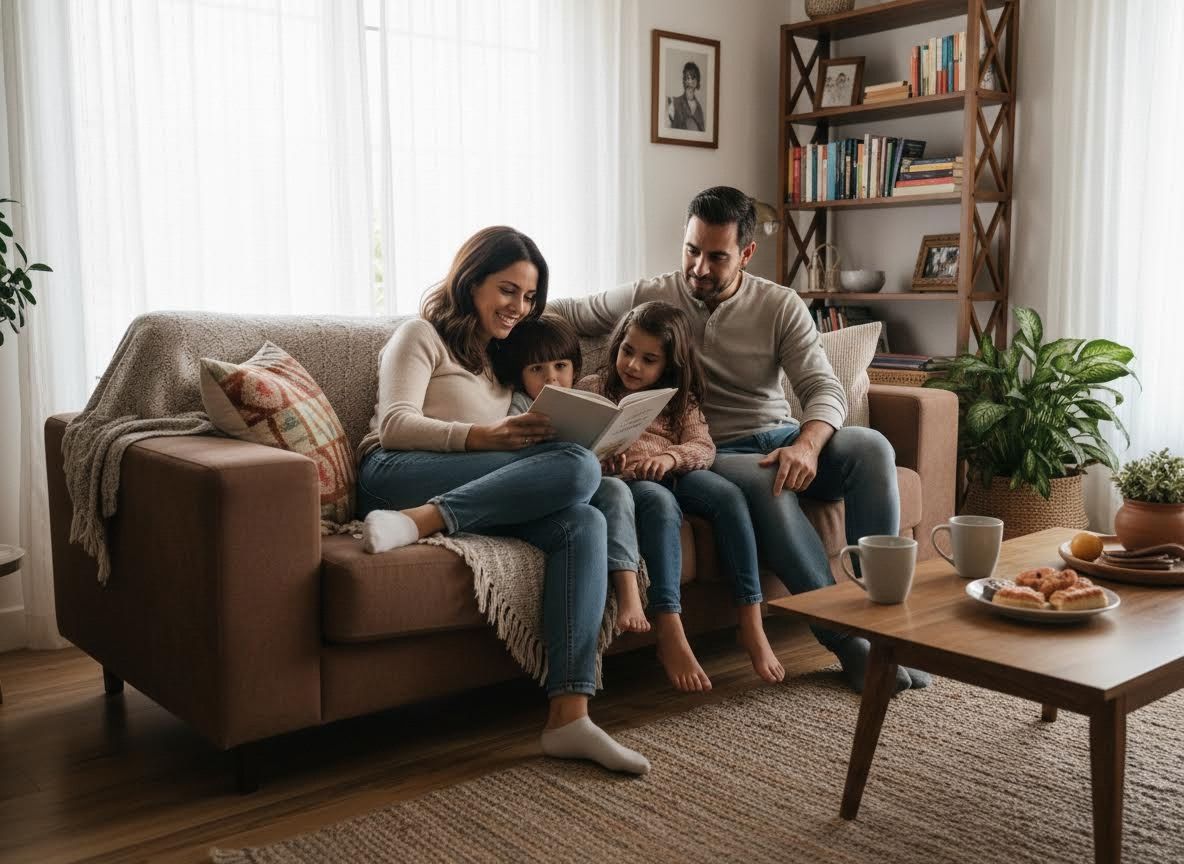 family in a home
