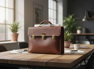 briefcase on a table briefcase on a table