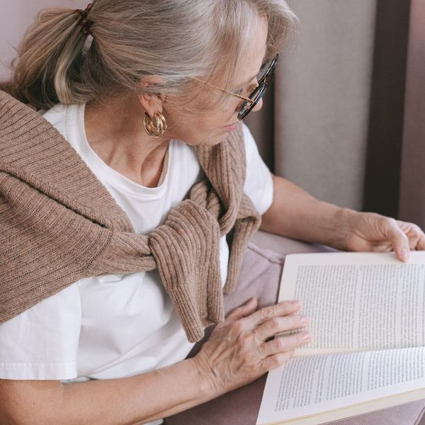 woman reading a book