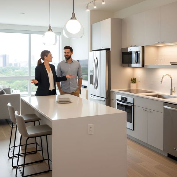 man viewing an apartment for rent