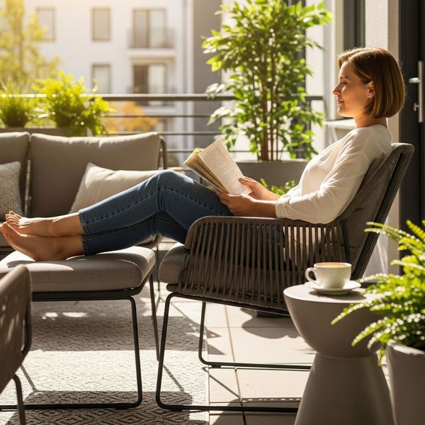 woman reading outside