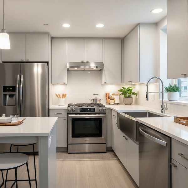 apartment kitchen with stainless steel appliances