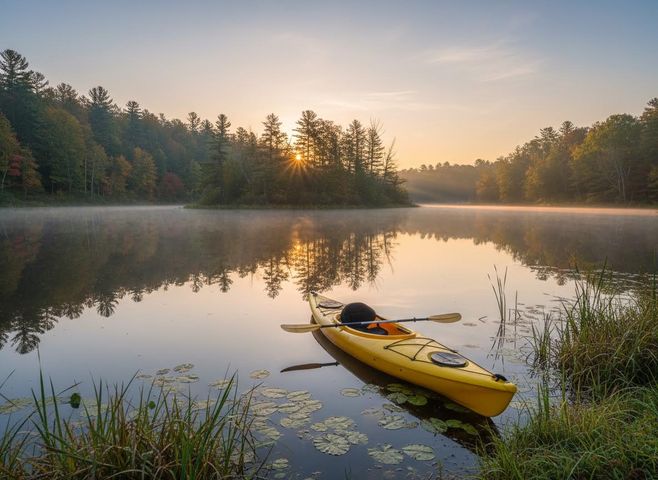 kayak on a pond