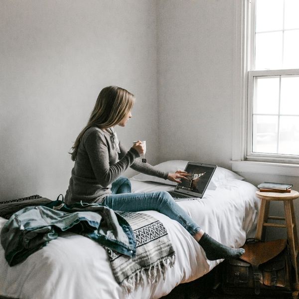 woman in her room