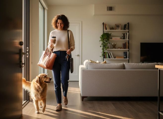 person just getting home from work