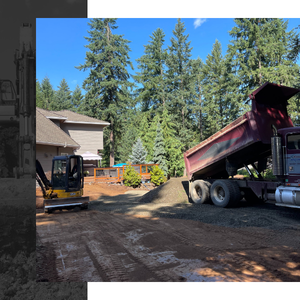 dump truck dumping dirt