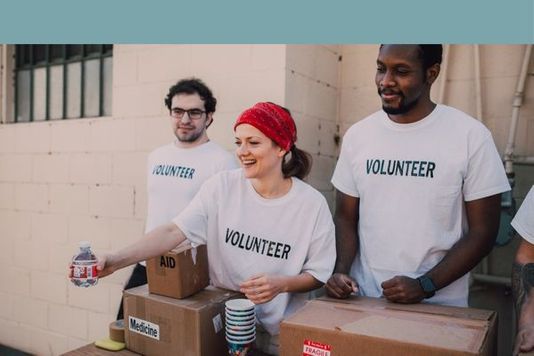 volunteers at stand