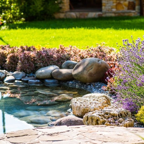 custom landscaped pond