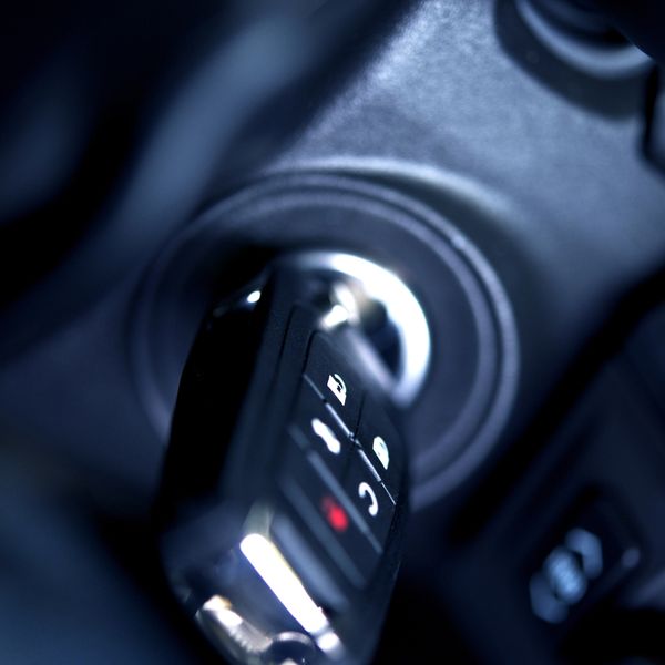 Key resting in a car ignition