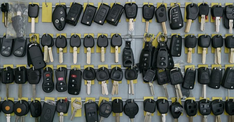 wall of keys and key fobs