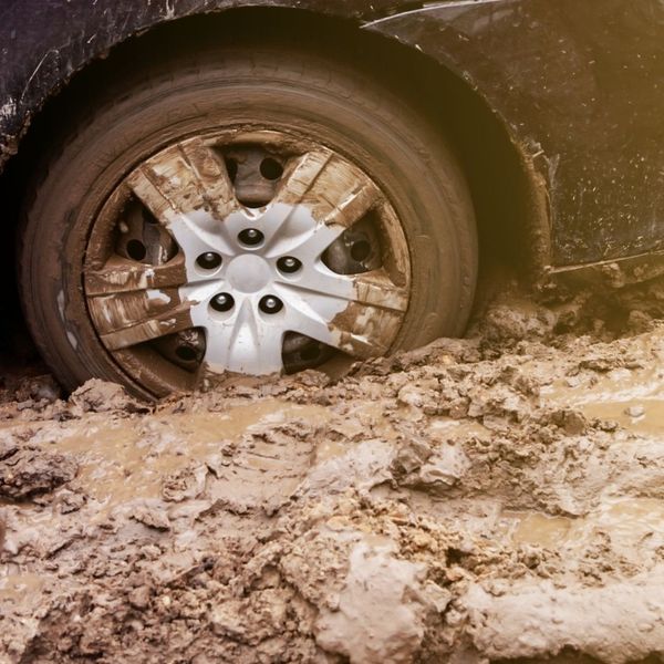 car stuck in mud