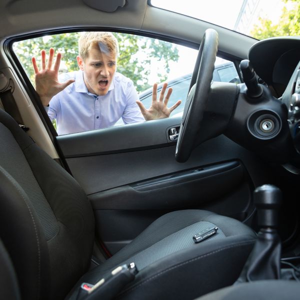 Upset man locked out of his car