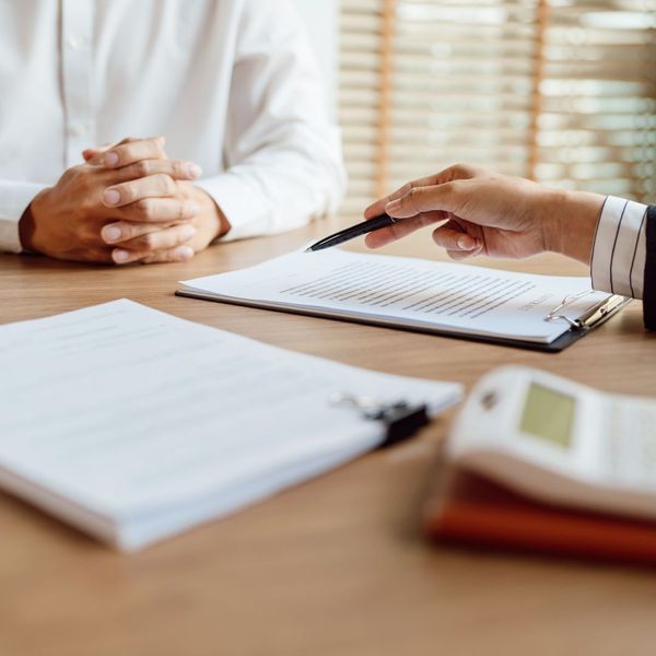 Person going over paperwork